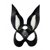 Черная маска зайки с белым мехом на ушках Miss Bunny - БДСМ Арсенал - купить с доставкой в Жуковском