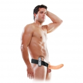 Телесный полый страпон с вибрацией 8  Vibrating Hollow Strap-On - 20,5 см. - Pipedream - купить с доставкой в Жуковском