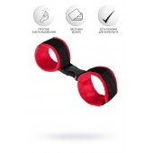 Красно-черные велюровые наручники Anonymo - ToyFa - купить с доставкой в Жуковском