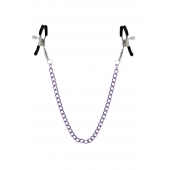 Зажимы для сосков с фиолетовой цепочкой Sweet Caress Nipple Chain - Sweet Caress - купить с доставкой в Жуковском