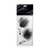 Зажимы на соски с черными пуховыми кисточками Sweet Caress Feather Nipple Clumps - Sweet Caress - купить с доставкой в Жуковском