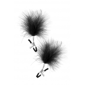 Зажимы на соски с черными пуховыми кисточками Sweet Caress Feather Nipple Clumps - Sweet Caress - купить с доставкой в Жуковском