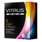 Цветные ароматизированные презервативы VITALIS PREMIUM color   flavor - 3 шт. - Vitalis - купить с доставкой в Жуковском