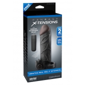 Чёрная вибронасадка с кольцом Vibrating Real Feel 2 Extension - 16 см. - Pipedream - в Жуковском купить с доставкой