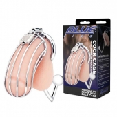 Серебристая металлическая клетка с анальным стимулятором Cock Cage - BlueLine - купить с доставкой в Жуковском