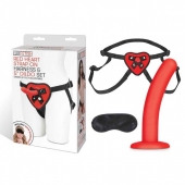 Красный поясной фаллоимитатор Red Heart Strap on Harness   5in Dildo Set - 12,25 см. - Lux Fetish - купить с доставкой в Жуковском