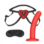 Красный поясной фаллоимитатор Red Heart Strap on Harness   5in Dildo Set - 12,25 см. - Lux Fetish - купить с доставкой в Жуковском