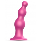 Розовая насадка Strap-On-Me Dildo Plug Beads size S - Strap-on-me - купить с доставкой в Жуковском