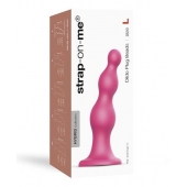 Розовая насадка Strap-On-Me Dildo Plug Beads size L - Strap-on-me - купить с доставкой в Жуковском