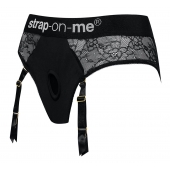 Черные трусики для насадок Diva Lingerie Harness - size S - Strap-on-me - купить с доставкой в Жуковском