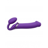 Фиолетовый безремневой вибрострапон Silicone Bendable Strap-On - size XL - Strap-on-me - купить с доставкой в Жуковском