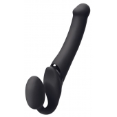 Черный безремневой вибрострапон Silicone Bendable Strap-On - size XL - Strap-on-me - купить с доставкой в Жуковском