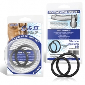 Набор из двух черных силиконовых колец разного диаметра SILICONE COCK RING SET - BlueLine - в Жуковском купить с доставкой