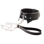 Черный ошейник-воротничок с металлическим поводком - Crazy Handmade - купить с доставкой в Жуковском