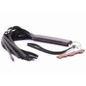 Черная кожаная плеть с удобной ручкой - 50 см. - Crazy Handmade - купить с доставкой в Жуковском