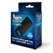 Черная открытая насадка на пенис с кольцом для мошонки XXXL-size - 9,9 см. - Sex Expert - в Жуковском купить с доставкой