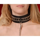 Чёрный ошейник с цепочками и поводком - Sitabella - купить с доставкой в Жуковском
