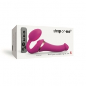 Ярко-розовый безремневой страпон Multi Orgasm Size S с клиторальной стимуляцией - Strap-on-me - купить с доставкой в Жуковском