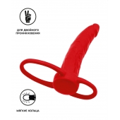 Красная насадка на пенис для двойного проникновения Black Red - 16,5 см. - ToyFa - купить с доставкой в Жуковском