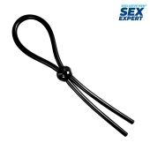 Черное силиконовое лассо с шариком для утяжки - Sex Expert - в Жуковском купить с доставкой