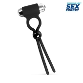 Черное эрекционное кольцо-лассо с вибрацией - Sex Expert - в Жуковском купить с доставкой