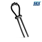 Черное эрекционное кольцо со стимулирующими бусинами - Sex Expert - в Жуковском купить с доставкой