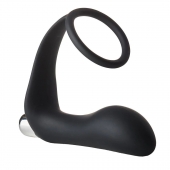 Черное эрекционное кольцо с вибропробкой Vibrating Anal Plug With Cockring - Dream Toys - в Жуковском купить с доставкой