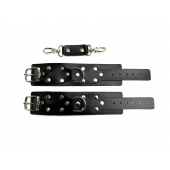 Черные кожаные наручники Sex Game - БДСМ Арсенал - купить с доставкой в Жуковском