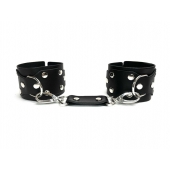 Черные кожаные наручники Sex Game - БДСМ Арсенал - купить с доставкой в Жуковском