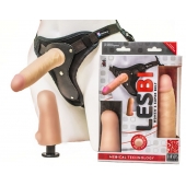 Телесный страпон Harness LESBI с вагинальной пробкой - 16,5 см. - LOVETOY (А-Полимер) - купить с доставкой в Жуковском