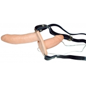 Телесный женский страпон с вагинальной пробкой Strap-On Duo - 15 см. - Orion - купить с доставкой в Жуковском
