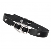 Черный кожаный ошейник со связанными кольцами - Pecado - купить с доставкой в Жуковском