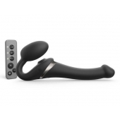 Черный безремневой страпон Multi Orgasm Size S с клиторальной стимуляцией - Strap-on-me - купить с доставкой в Жуковском
