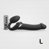 Черный безремневой страпон Multi Orgasm Size L с клиторальной стимуляцией - Strap-on-me - купить с доставкой в Жуковском