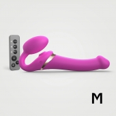 Ярко-розовый безремневой страпон Multi Orgasm Size M с клиторальной стимуляцией - Strap-on-me - купить с доставкой в Жуковском