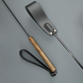 Черный кожаный стек с деревянной рукоятью - 69 см. - Sitabella - купить с доставкой в Жуковском