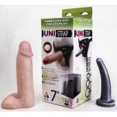 Страпон-унисекс с двумя насадками UNI strap 7  Harness - 19 и 16 см. - LOVETOY (А-Полимер) - купить с доставкой в Жуковском