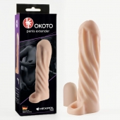 Телесная насадка-удлинитель Okoto со спиралевидным рельефом - 16 см. - Sitabella - в Жуковском купить с доставкой
