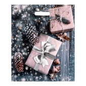 Новогодний пакет с принтом в виде подарков и вырубной ручкой (45х38 см) - Сима-Ленд - купить с доставкой в Жуковском