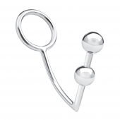 Кольцо на пенис с анальным стимулятором Two Bead Stainless Steel Anal Hook   Cock Ring - BlueLine - в Жуковском купить с доставкой