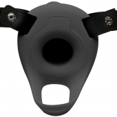 Черный полый страпон с вибрацией 2’’ Erection 28X Smooth Vibrating Silicone Penis Sheath - XR Brands - купить с доставкой в Жуковском