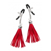 Зажимы на соски «Прищепки» с красными кисточками из замши - Pecado - купить с доставкой в Жуковском