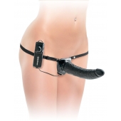 Черный страпон с вагинальной пробкой Deluxe Vibrating Penetrix Strap-On - 19 см. - Pipedream - купить с доставкой в Жуковском