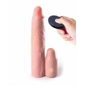 Телесная вибронасадка на член 3  Vibrating Mega X-tension with Remote - 22,9 см. - Pipedream - в Жуковском купить с доставкой