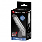 Прозрачная насадка на пенис с ребрышками и подхватом мошонки - Baile - в Жуковском купить с доставкой