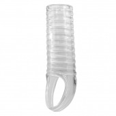 Прозрачная насадка на пенис с ребрышками и подхватом мошонки - Baile - в Жуковском купить с доставкой