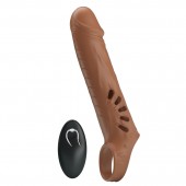 Коричневая вибронасадка с подхватом мошонки и пультом ДУ - Baile - в Жуковском купить с доставкой