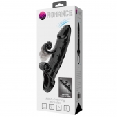 Черная вибронасадка на пенис с подхватом мошонки - 20 см. - Baile - в Жуковском купить с доставкой