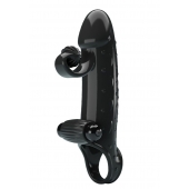 Черная вибронасадка на пенис с подхватом мошонки - 20 см. - Baile - в Жуковском купить с доставкой