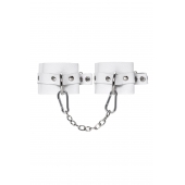 Белые мягкие кожаные наручники с люверсами - Pecado - купить с доставкой в Жуковском